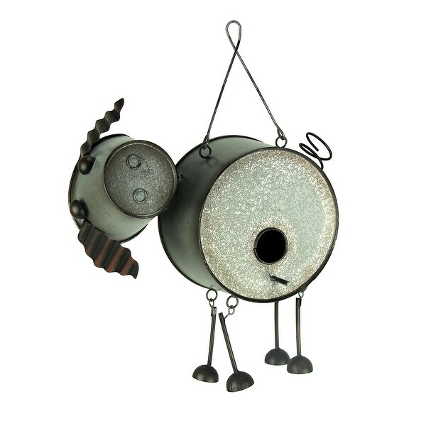Adorable Farmhouse Style Metal Pig Birdhouse - 10 X 11.25 X 4 inches