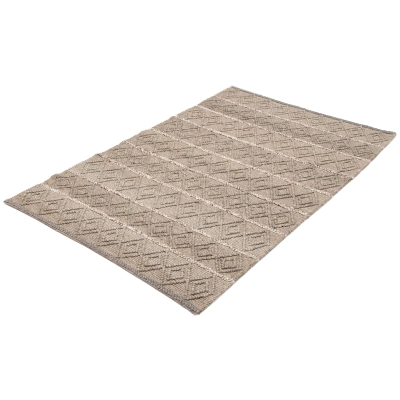 ECARPETGALLERY Braid weave Sienna Taupe Wool Rug - 5'1 x 8'1