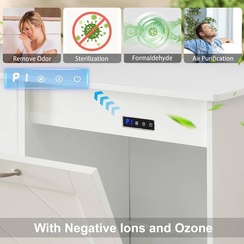 VECELO Tilt Out Kitchen Trash Bin Cabinet with Negative Ion Deodorizing Function Hidden Storage for Kitchen