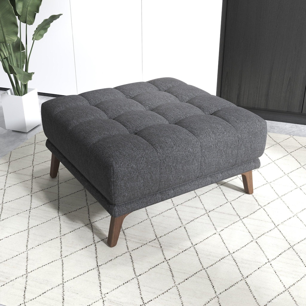 GDF Studio - Addison Modern 37" Square Tufted Linen Upholstered Ottoman