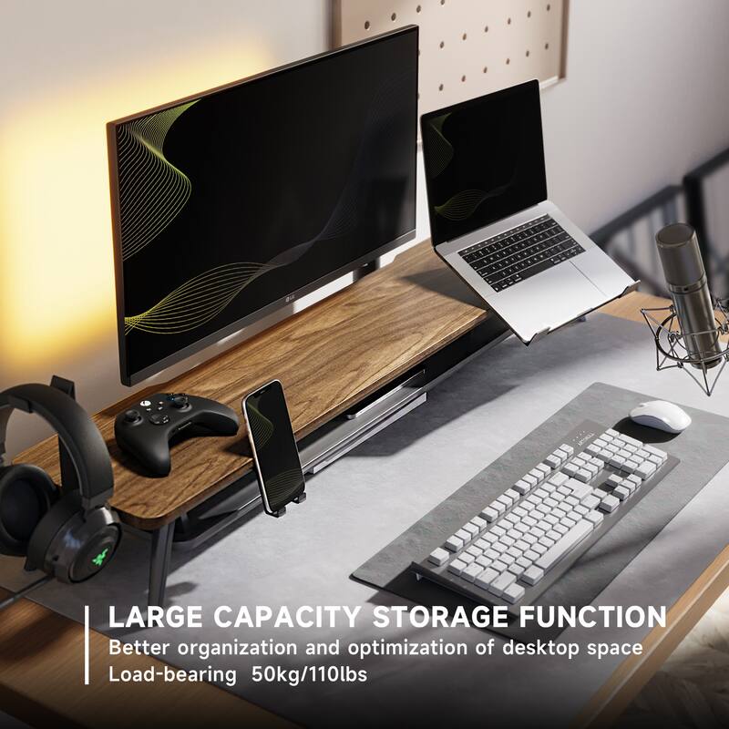Fenge Monitor Stand, Dual Monitor Riser with Adjustable Laptop Riser - 42.5 x 9.3 x 5.7 inches