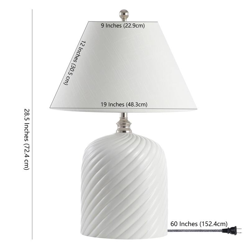 Regency Swirl 28.5" Ceramic Bohemian Glam LED Table Lamp, White by JONATHAN Y