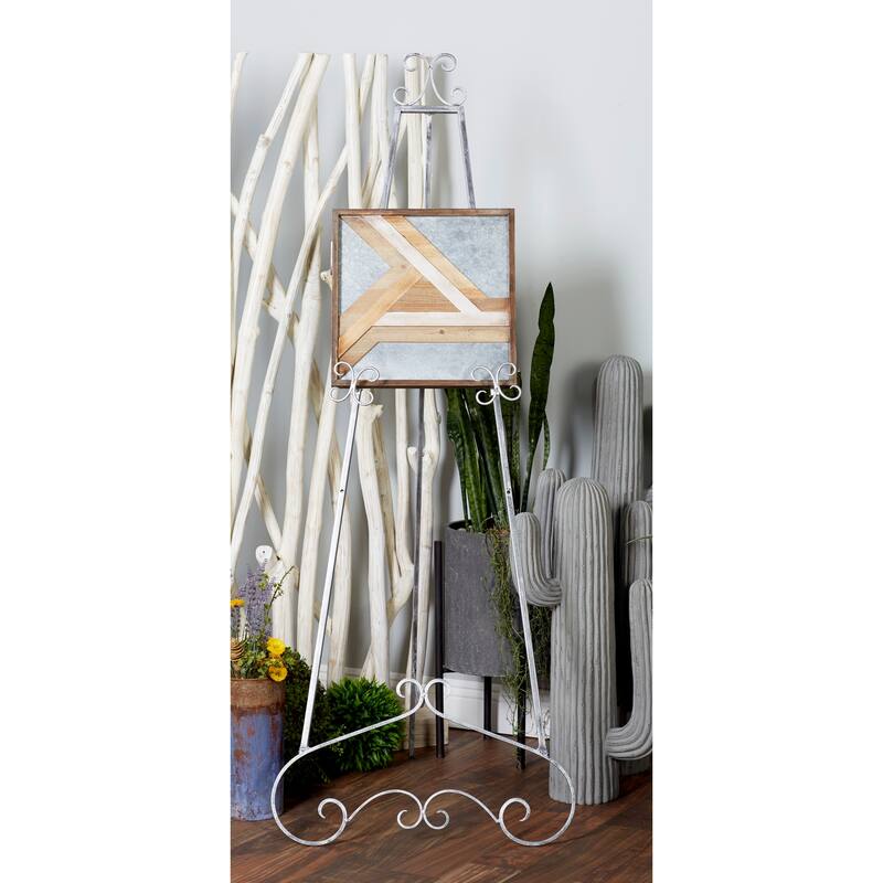 Gold Metal Extra Large Adjustable 3 Tier Scroll Display Easel with Chain Support - 23 x 33 x 68