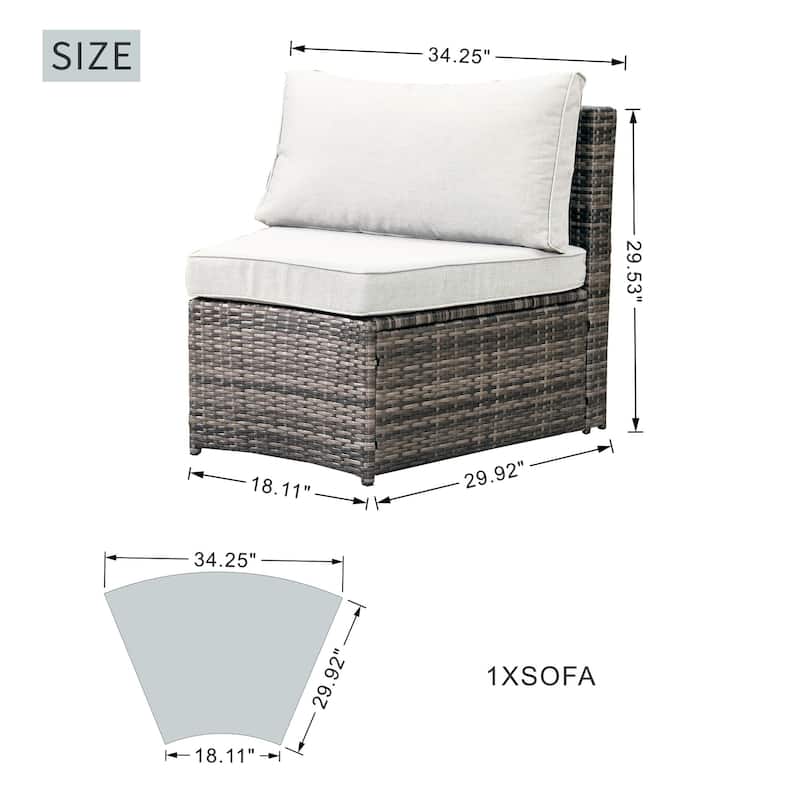 8-Seat Modular Outdoor PE Rattan Sofa Set with Multifunctional Terrafab Composite Fire Pit Table
