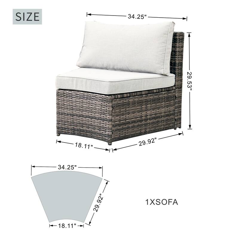 9-Piece Modular Patio PE Rattan Sofa Set with 50000BTU Terrafab Composite Fire Pit Table