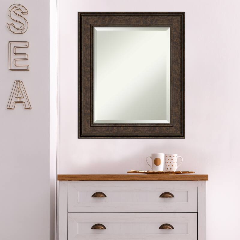 Beveled Wall Mirror - Ridge Black Frame