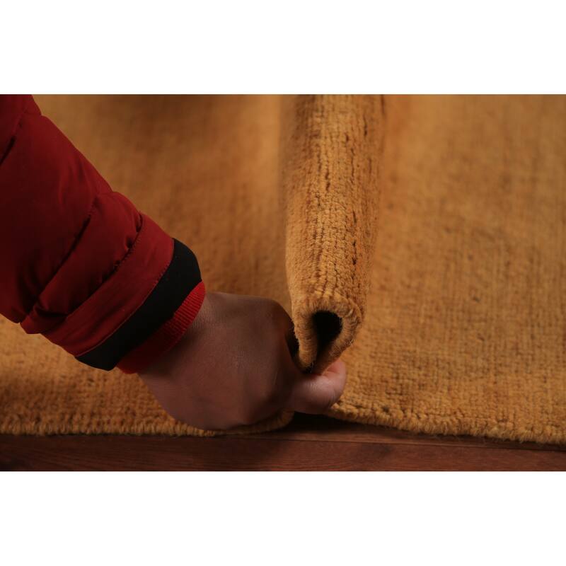 Yellow Gold Modern Gabbeh Oriental Area Rug Handmade Wool Carpet - 8'3" x 9'11"