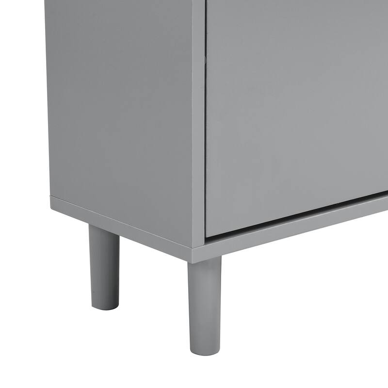 Sleek Narrow Shoe Cabinet with Adjustable Shelves & 3 Flip Drawers, Wood Grain Finish for Entryway Storage