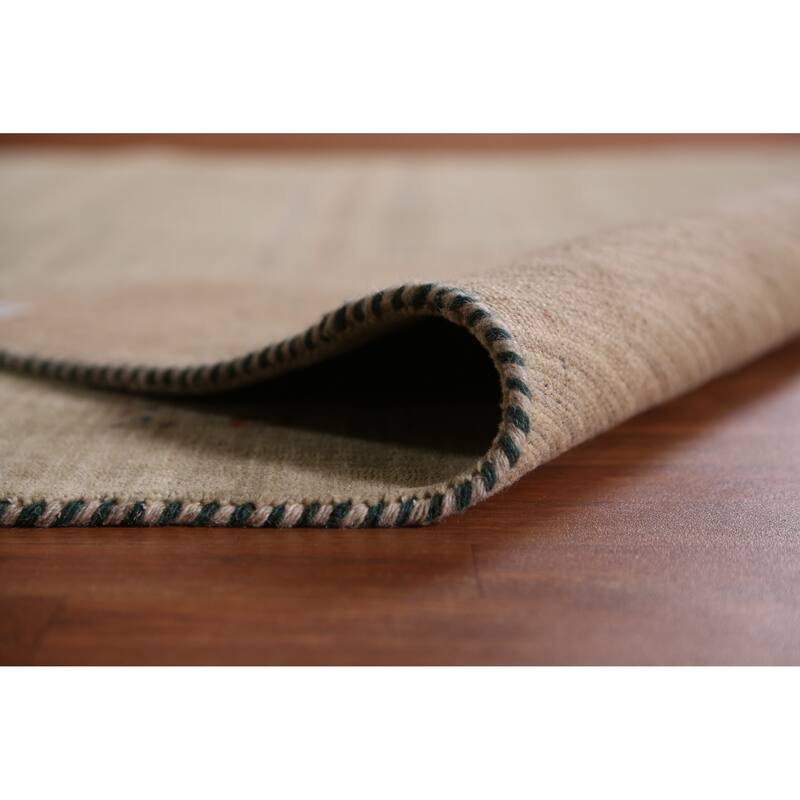 Hand Knotted Oriental 100% Wool Carpet Tribal Tribal Beige & Ivories Gabbeh Area Rug - 9' 8'' X 8' 1''