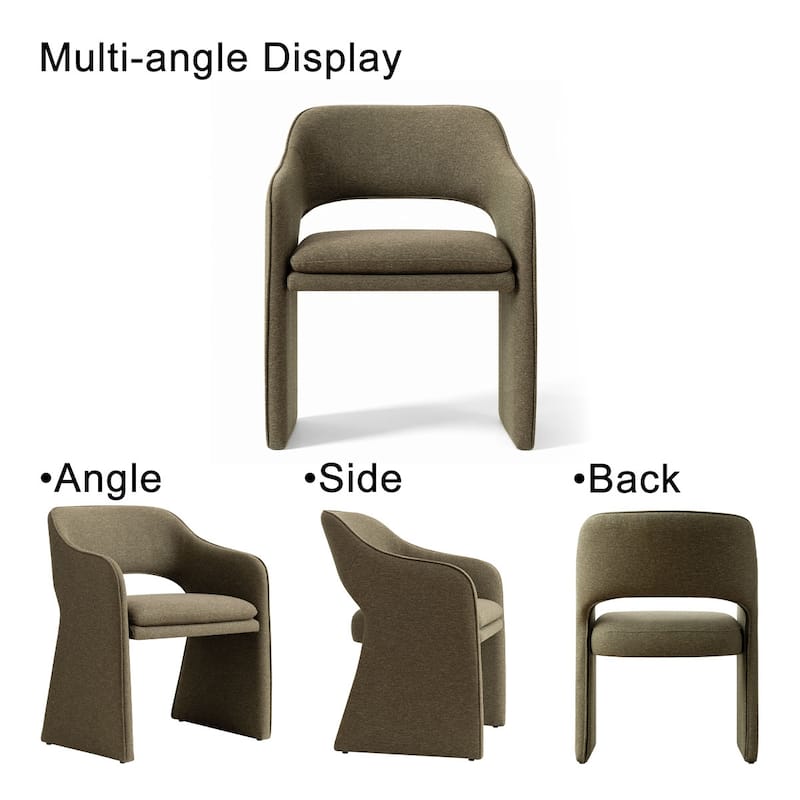 Upholstered Dining Chairs Set of 4 with Open-Back Design and Performance Fabric