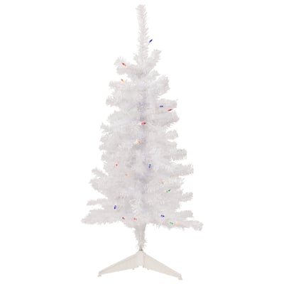 3' Pre-Lit Woodbury White Pine Slim Artificial Christmas Tree Multi Lights