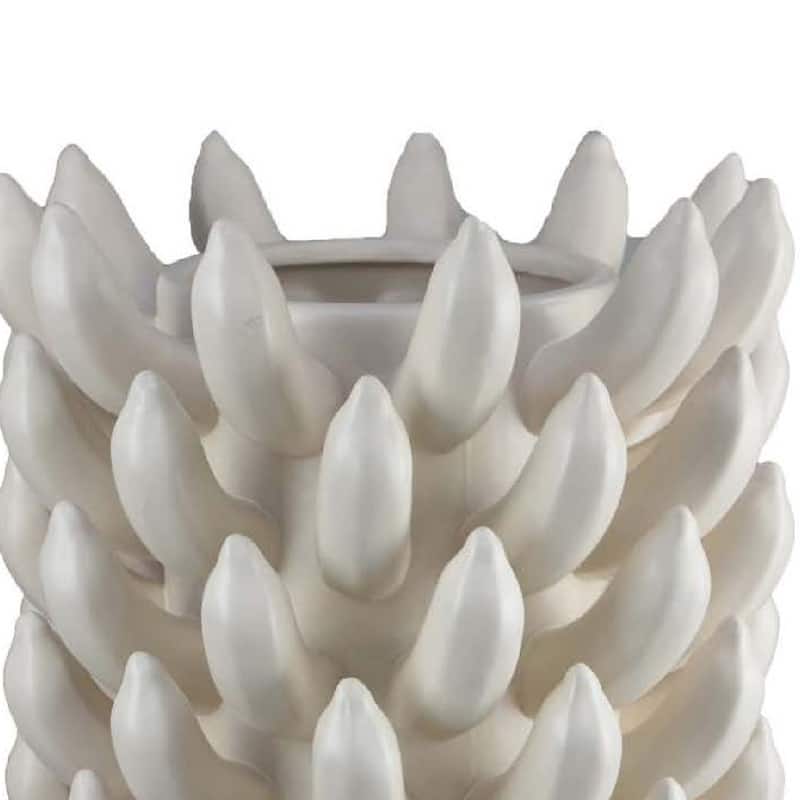 Joseph Accent Vase with Tiered Flame Accents, Ivory Ceramic 17 Inch