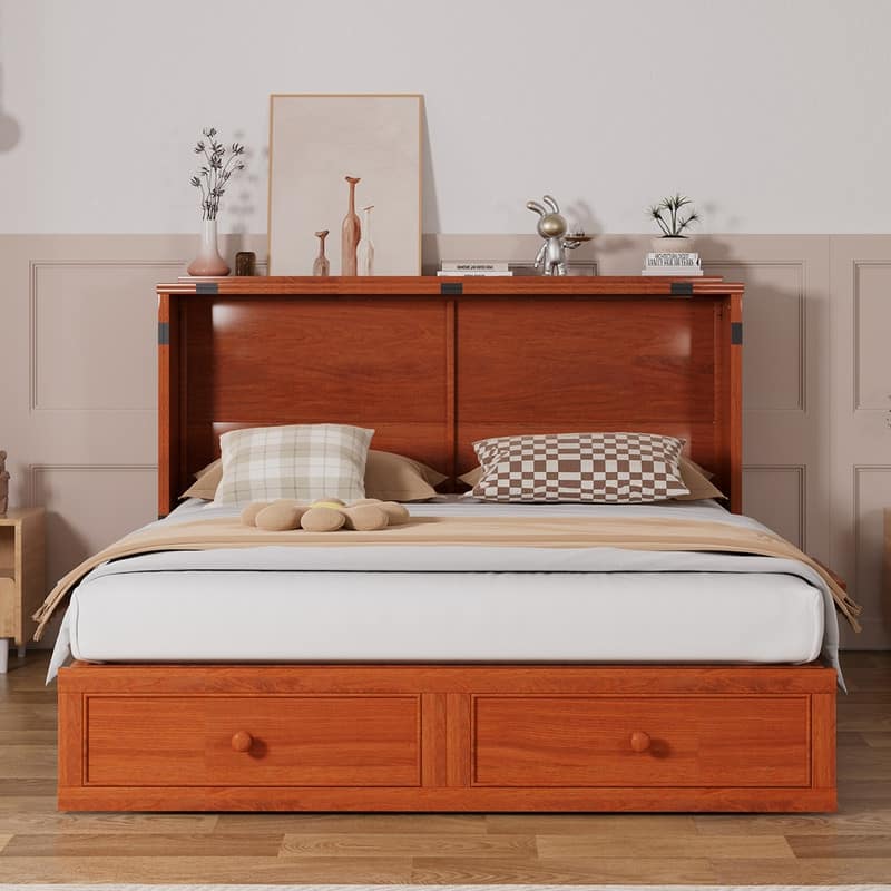 Mixoy Murphy Bed Chest with Mattress and Storage