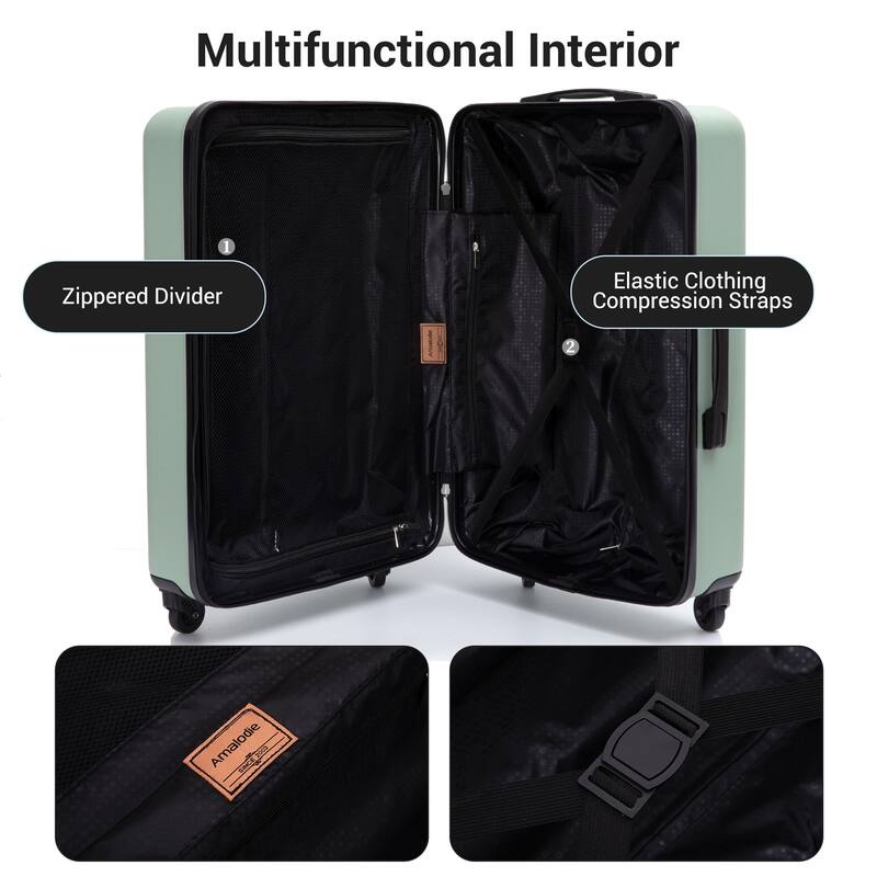 Hardshell Suitcase with Spinner Wheels ABS Luggage Sets 8-Piece Set (20/24/28+portable handbag + 4 pieces storage bag set)