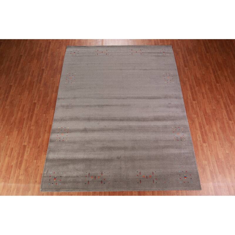 Tribal Gabbeh Indian Area Rug Hand-Knotted Living Room Wool Carpet - 9'2" x 11'11"