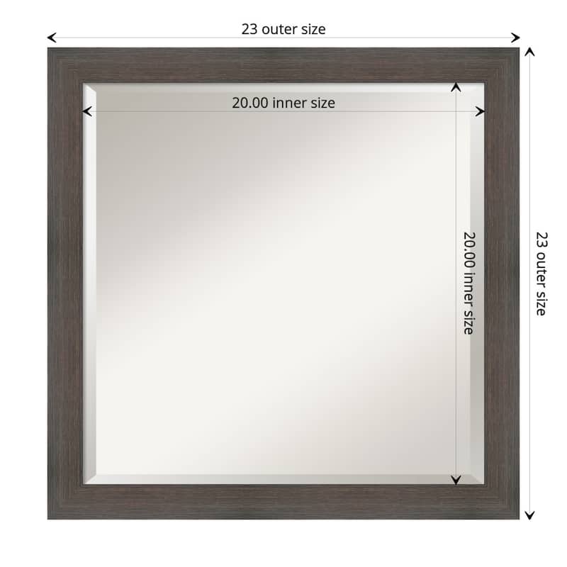 Beveled Wood Bathroom Wall Mirror - Hardwood Chocolate Narrow Frame - Hardwood Chocolate Narrow