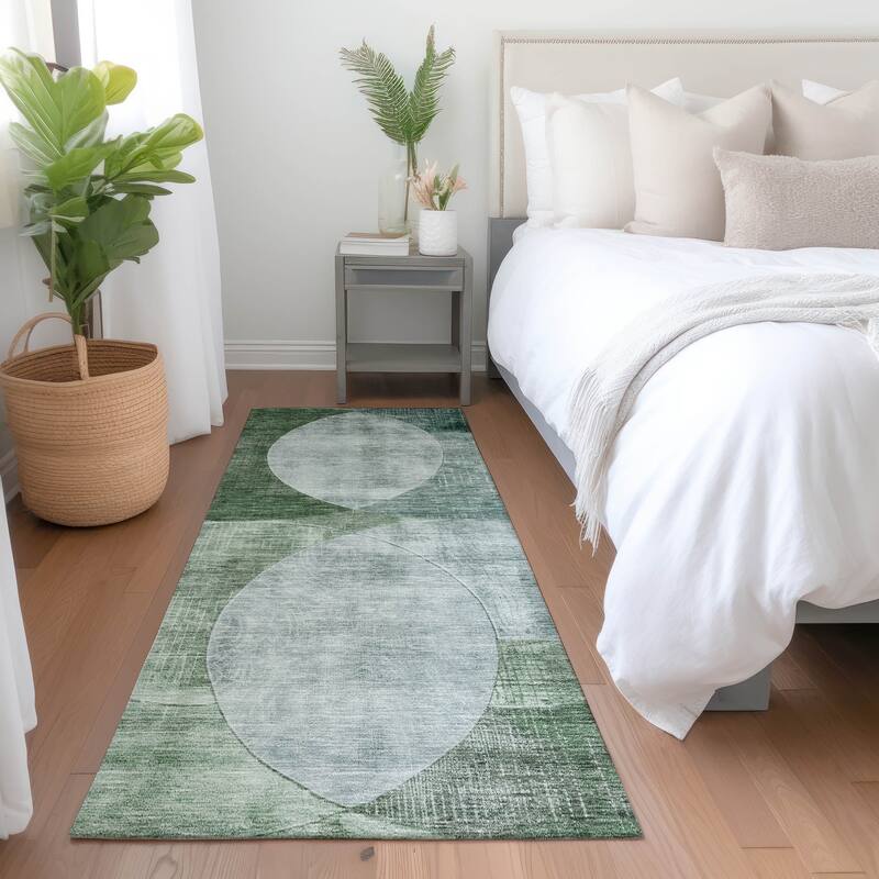 Machine Washable Indoor/ Outdoor Contemporary Deco Chantille Rug - Seafoam - 2'3" x 7'6"