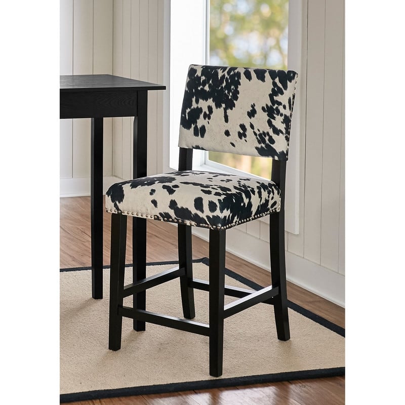 Linon Lemont Black Cow Print Counter Stool Bed Bath & Beyond 18192822