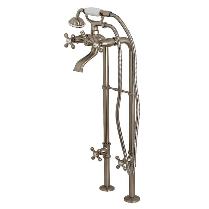Traditional Freestanding Tub Faucet with Supply Line and Stop Valve - Brushed Nickel