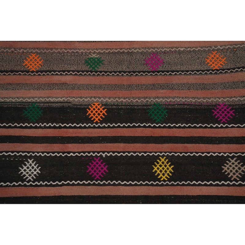 Hand Woven Oriental 100% Wool Carpet Southwestern Tribal Multi-Colored Kilim Area Rug - 9' 9'' X 5' 3''