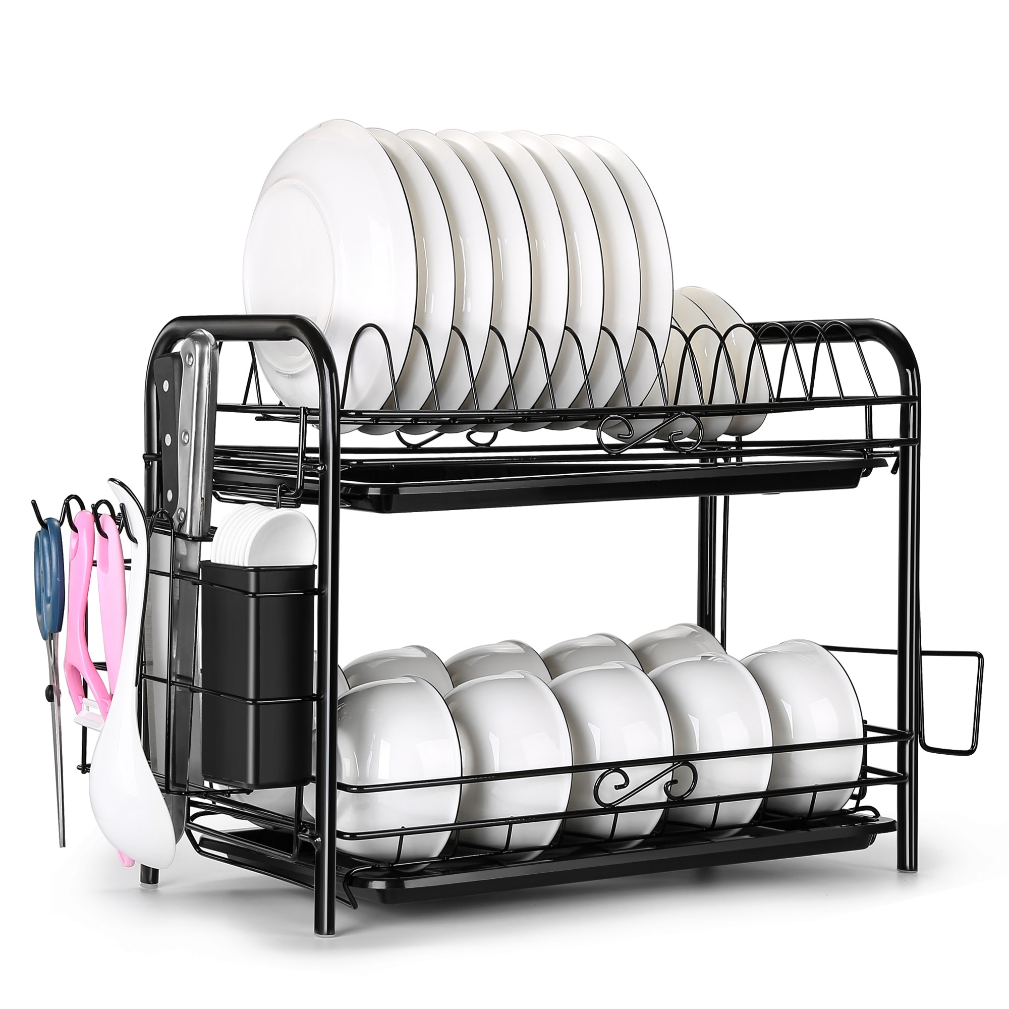 Large Capacity Dish Drying Rack Over The Sink Roll Up 2 Tier Kitchen  Storage - L