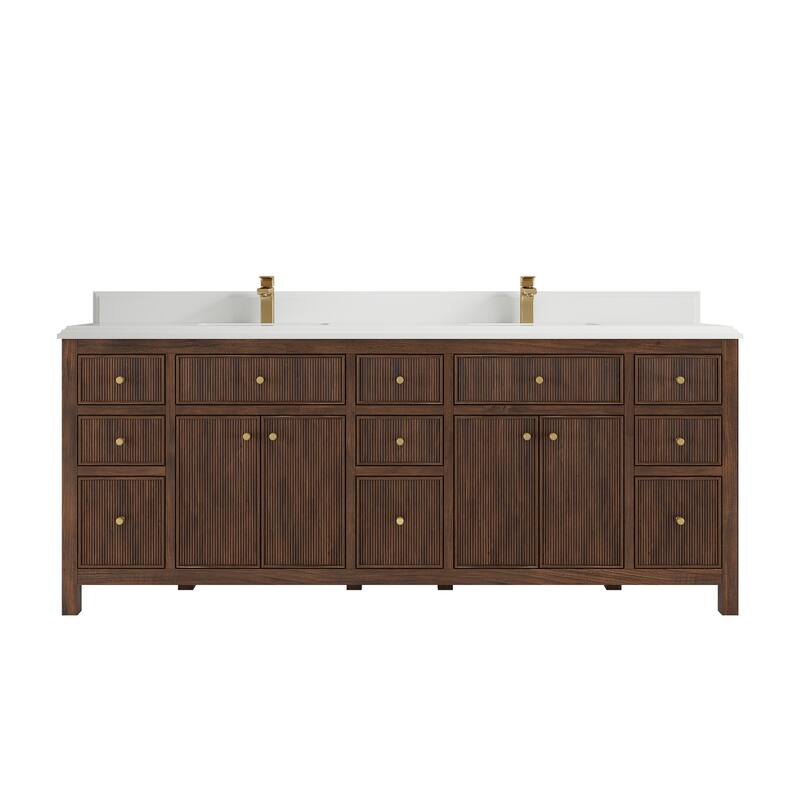 Willow Collections 84 in. W x 22 in. D Sonoma Teak Double Sink Bathroom Vanity with Countertop