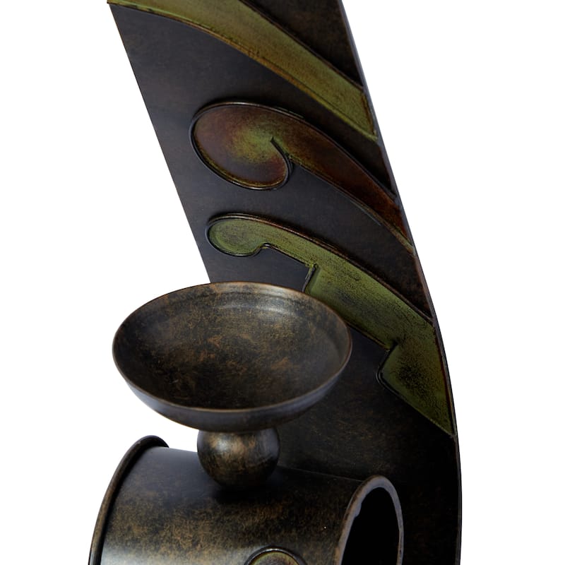 Metal 2 Candle Wall Sconce - Set of 2 Black - Roche River Decor - 7"W x 5"L x 19"H