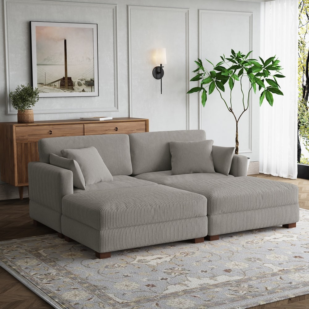 Sectional Sofa Set Modular Couch with Ottomans