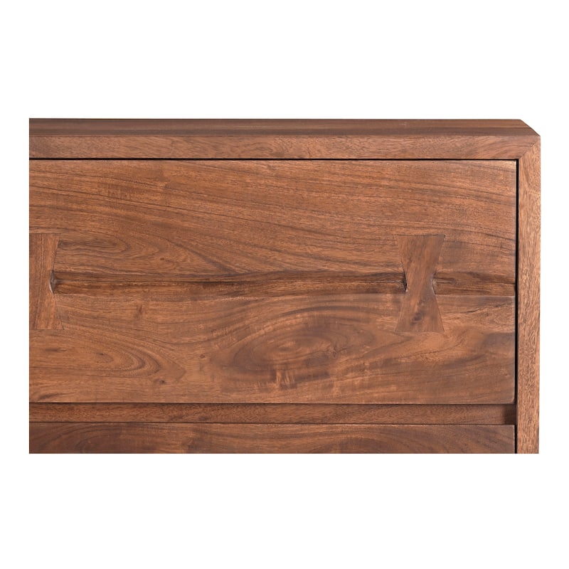 NADAAL STUDIOS Sterling Dresser, Six Drawer Solid Acacia with Live Edge and Butterfly Joinery, Brown