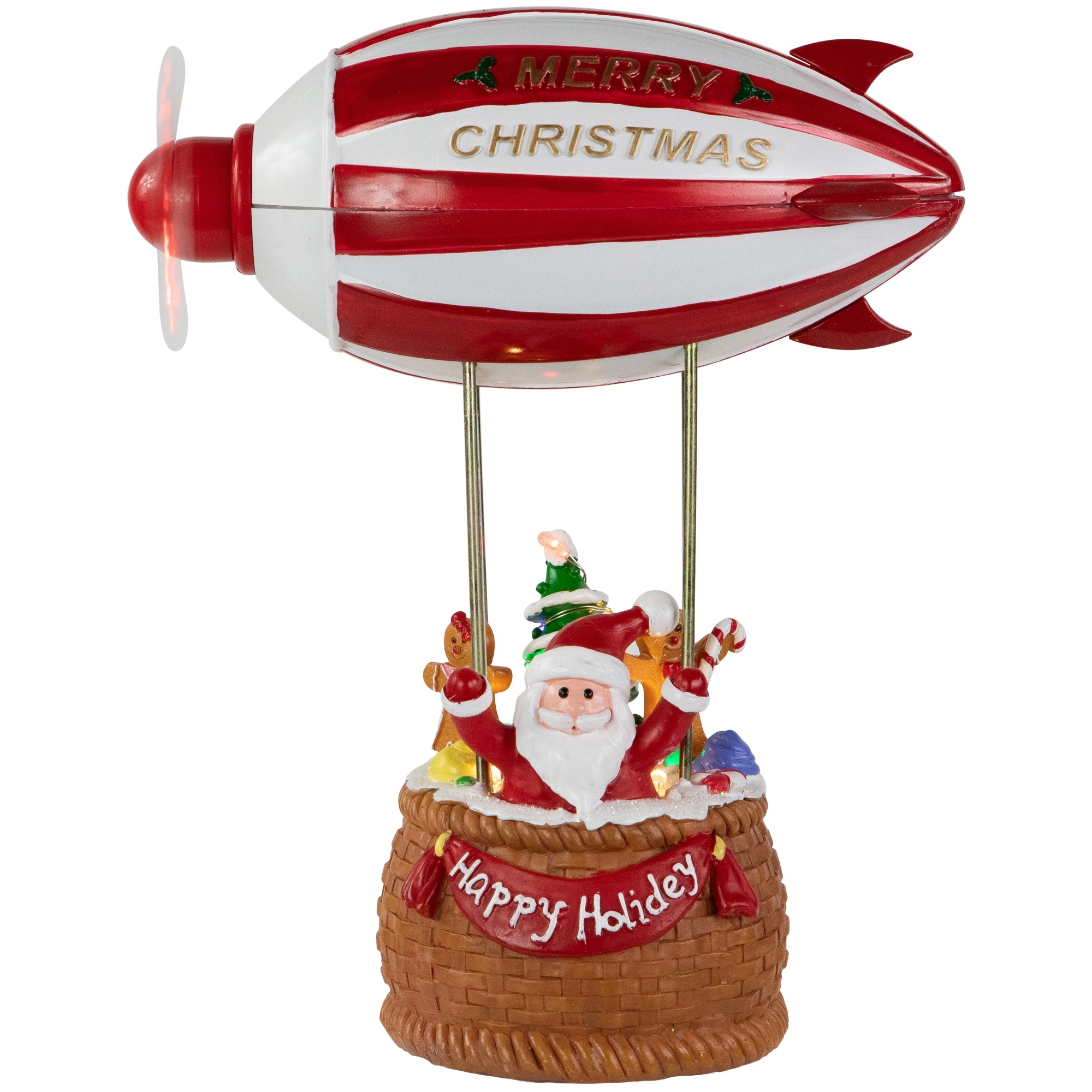 Musical Animated Blimp Santa Christmas Decoration 8.5" Red White