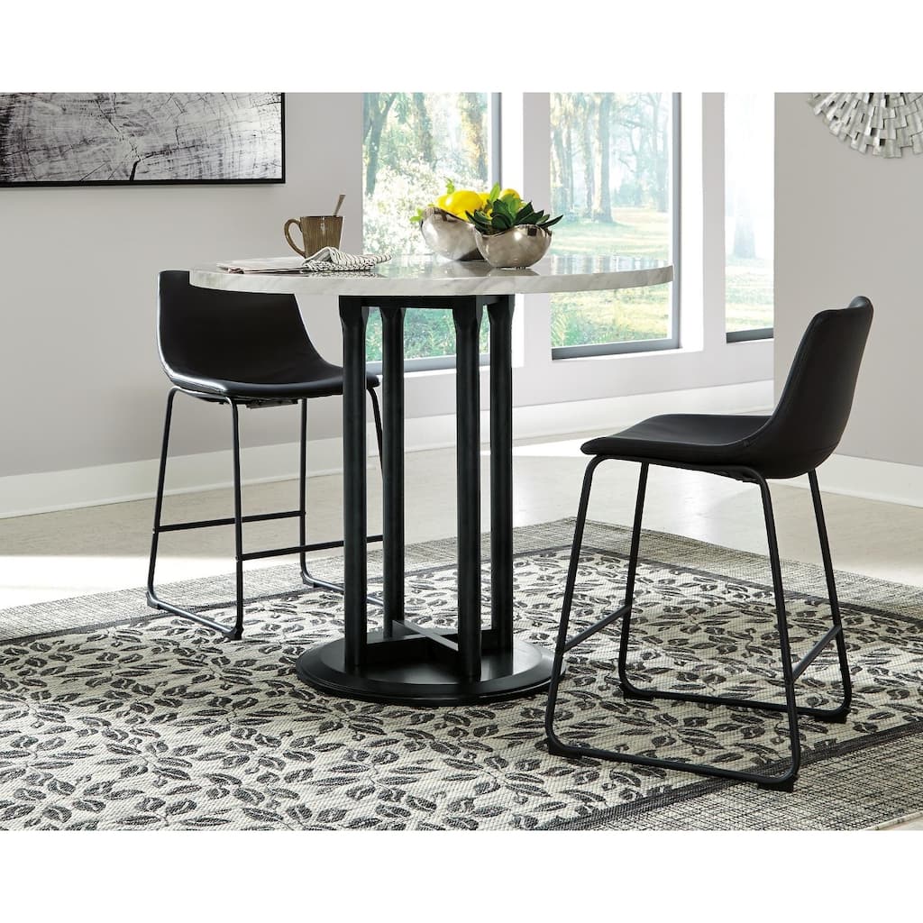 Centiar White/Black Circular Counter Height Table