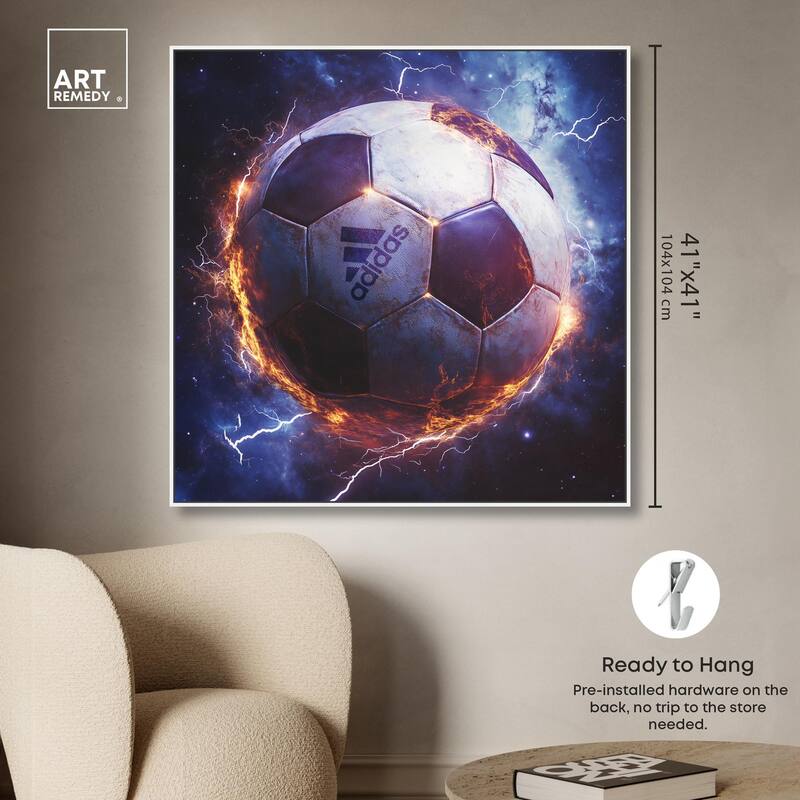 Electrify Soccer Ball Canvas by Art Remedy