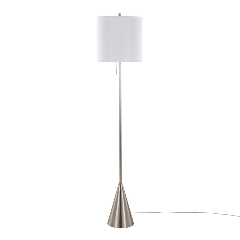 Porch & Den Connie 64" Metal Floor Lamp - Brushed Nickel/White Shade