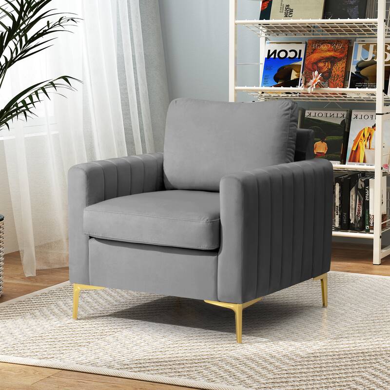 Upholstered Club Chair Accent Chair Velvet Arm Chair Comfortable Sofa Chair - See picture