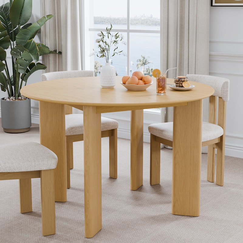 Solid Wood Farmhouse Dining Table Round Wood Top for Modern Dining Rooms & Family Gatherings