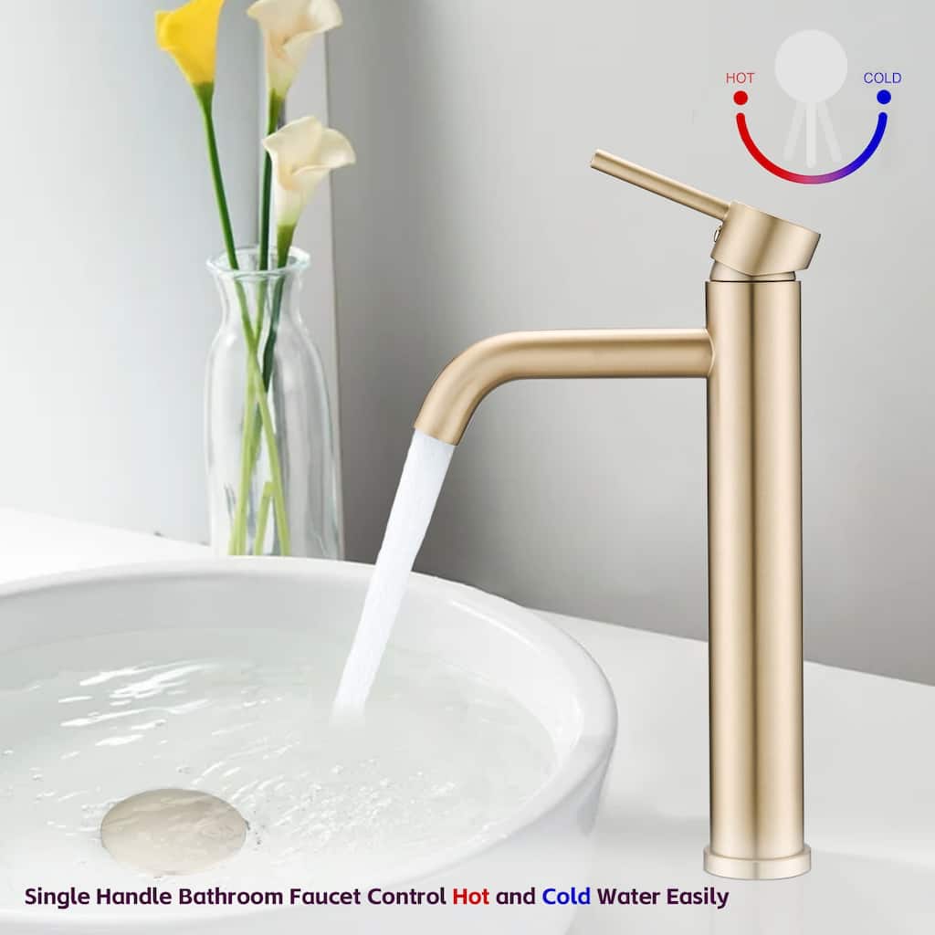 Modern Tall Vessel Single Handle Bathroom Sink Faucet with Controllable Flow and Temperature, Anti Corrosion and Anti Rust