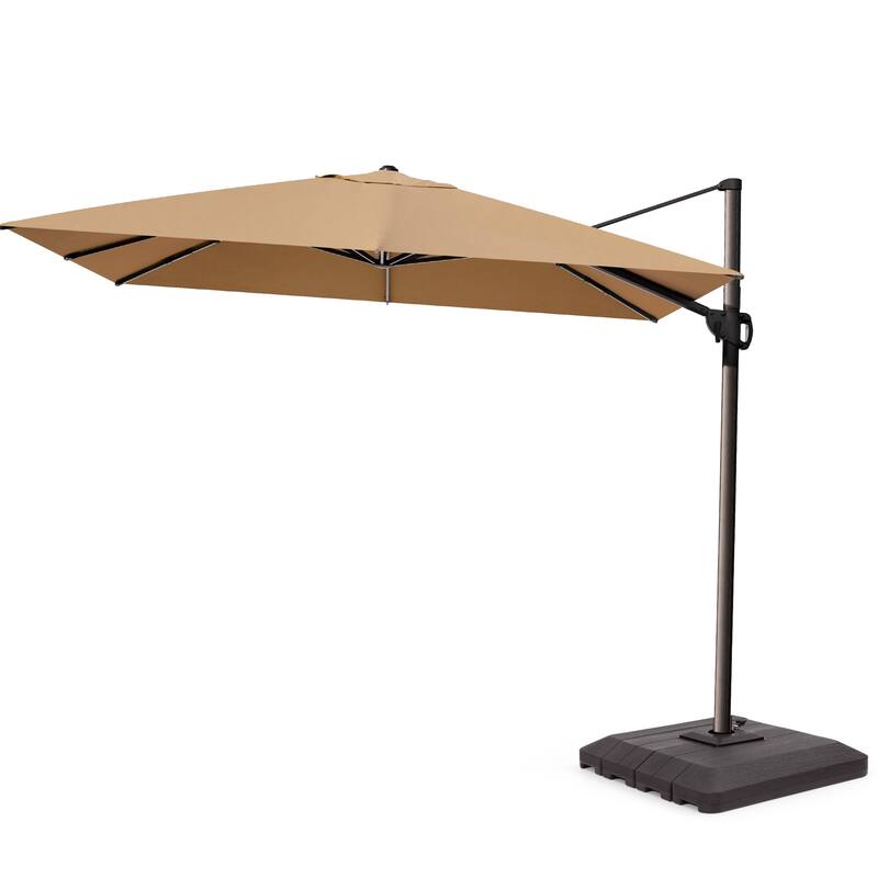 Pellebant 9 FT x 12 FT Outdoor Patio Cantilever Umbrella with Base Stand - Tan