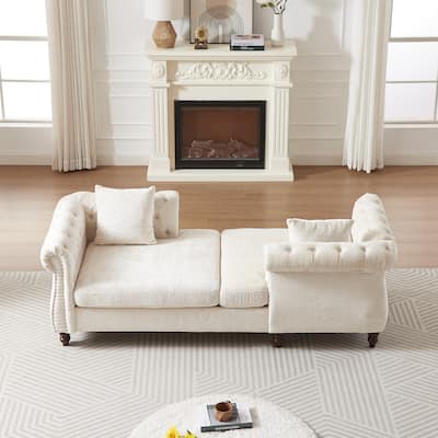 81" Button Tufted Sleeper Sofa Bed with Nailhead and Pillows