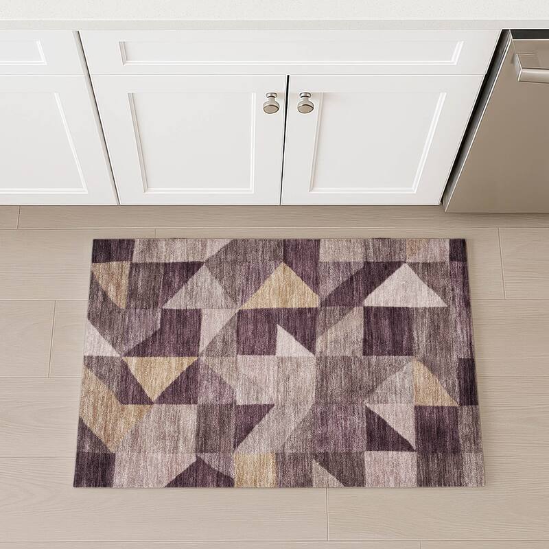 Machine Washable Indoor/ Outdoor Geo Rubi Chantille Rug