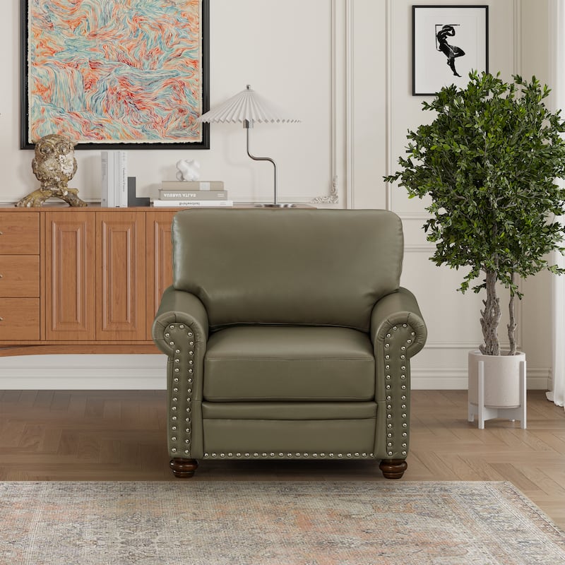 Modern Living Room Sofa with Wood Leg - Dark Khaki - 1 Seat