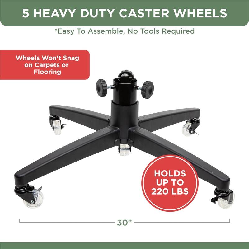 Rolling Christmas Tree Stand for up to 9 Foot Artificial Trees - Heavy-Duty Artificial Xmas Tree Stand Base - Black