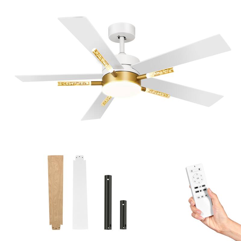 Moasis 5 Blades 60'' Ceiling Fan with Lights and Remote Control,Crystal Rod Design and Memory Function