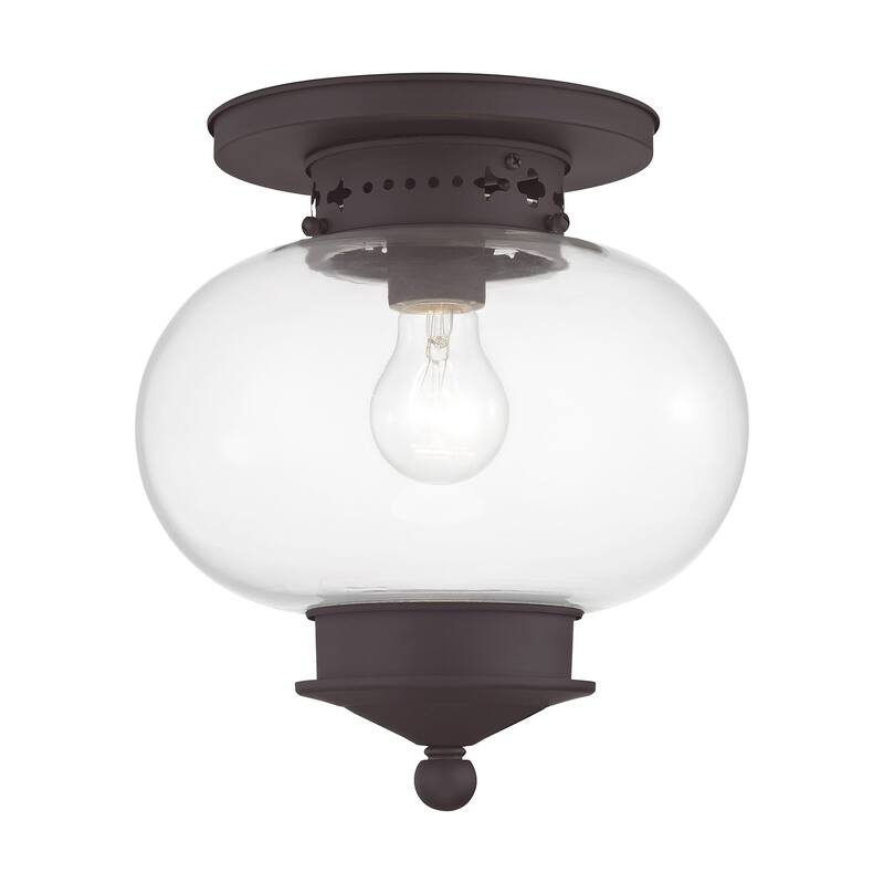 Livex Lighting Harbor 1 Light Semi-Flush Ceiling Fixture - Bronze