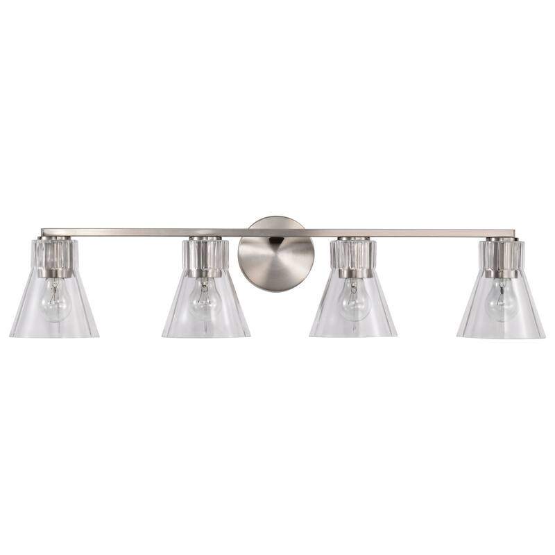 Gianna 4 Light Vanity Brushed Nickel Finish Clear Glass - Brushed Nickel