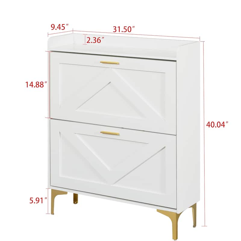 Shoe Cabinet with 2 Flip Drawers& Open Shelves,Modern Entryway Shoe Storage