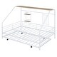 preview thumbnail 20 of 38, Metal Full Size House Bed with Trundle and Built-in Shelf