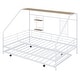 preview thumbnail 27 of 78, Metal House Bed with Trundle, Twin/Full Size Daybed Playhouse Bed with Bulit-in Storage Shelves and Metal Grid for Kids Teens