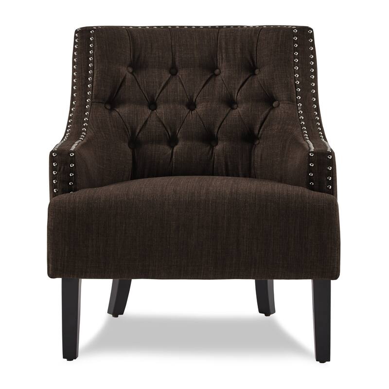 Modern Traditional Chenille Accent Chair with Elegant Nailhead Trim