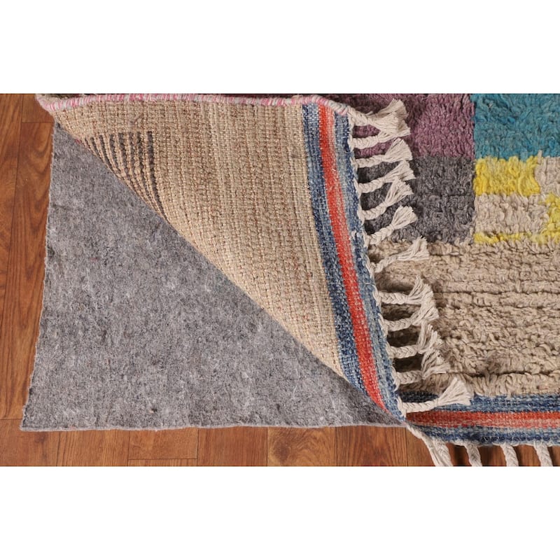 Geometric Plush Moroccan Oriental Area Rug Hand-Knotted Wool Carpet - 7'11" x 10'9"