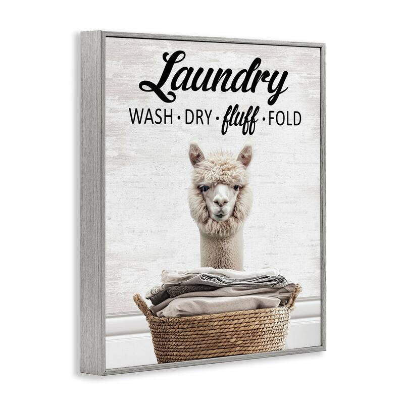 Stupell Wash Dry Fluff Laundry Framed Giclee Art Design By Lettered and Lined